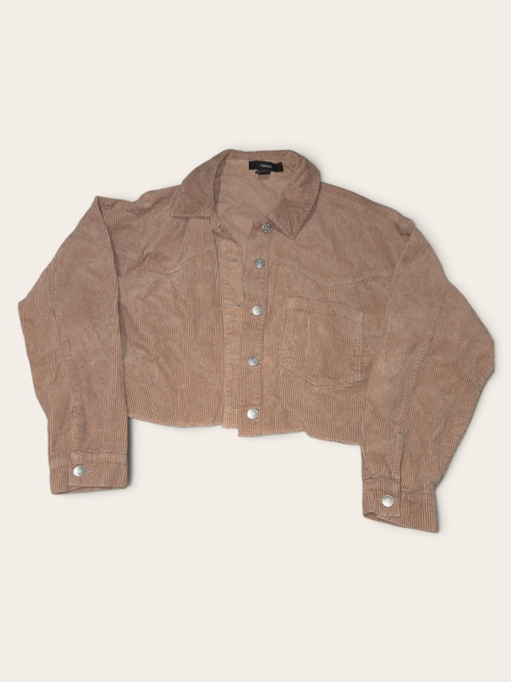 Forever 21 Cropped Corduroy Jacket in Light Brown